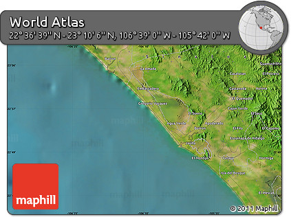 Satellite Map of the Area around 22° 53' 22" N, 106° 10' 30" W