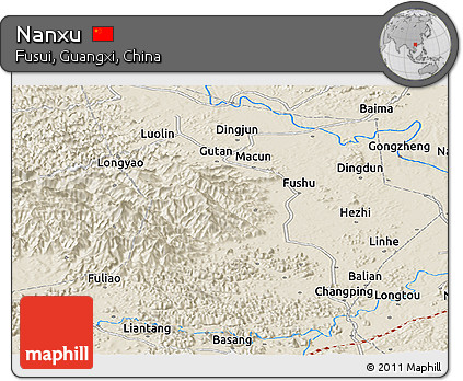Shaded Relief Panoramic Map of Nanxu
