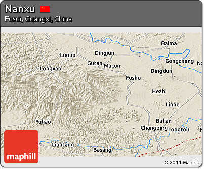 Shaded Relief Panoramic Map of Nanxu