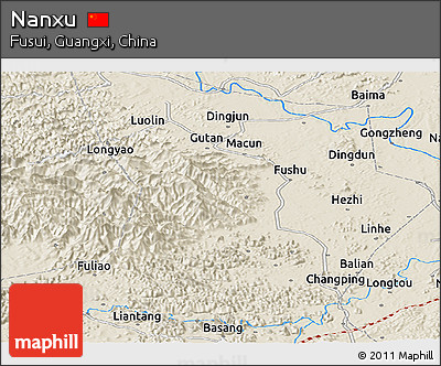 Shaded Relief Panoramic Map of Nanxu
