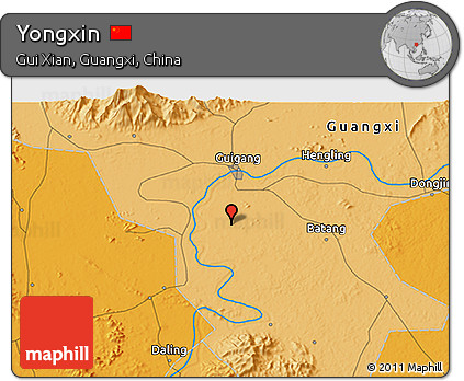 Political 3D Map of Yongxin