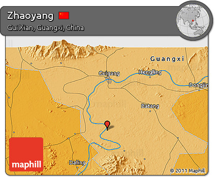 Political 3D Map of Zhaoyang