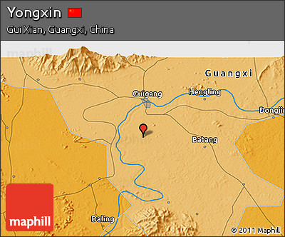 Political 3D Map of Yongxin