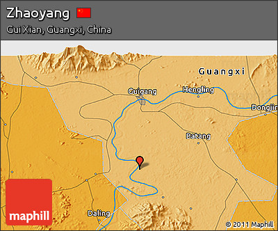 Political 3D Map of Zhaoyang