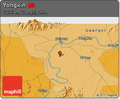 Political 3D Map of Yongxin