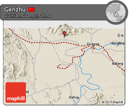 Shaded Relief 3D Map of Genzhu
