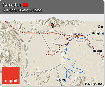 Shaded Relief 3D Map of Genzhu