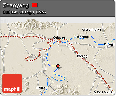 Shaded Relief 3D Map of Zhaoyang