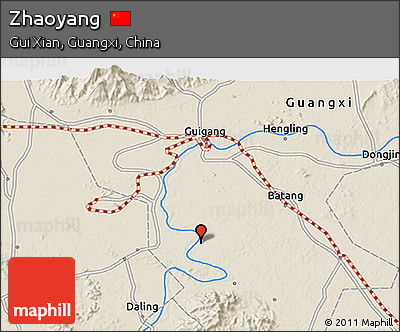 Shaded Relief 3D Map of Zhaoyang