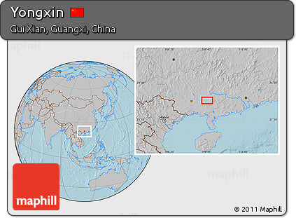 Gray Location Map of Yongxin, hill shading