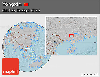 Gray Location Map of Yongxin, hill shading