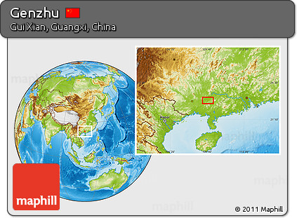 Physical Location Map of Genzhu