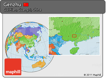 Political Location Map of Genzhu