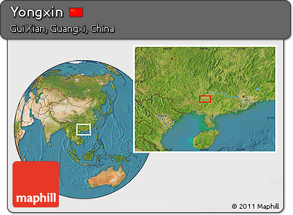 Satellite Location Map of Yongxin
