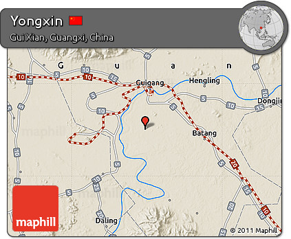 Shaded Relief Map of Yongxin