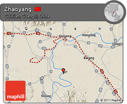 Shaded Relief Map of Zhaoyang