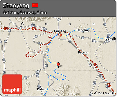 Shaded Relief Map of Zhaoyang