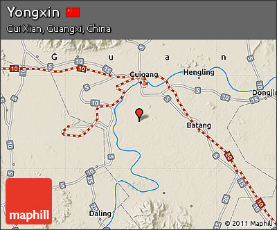 Shaded Relief Map of Yongxin