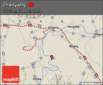 Shaded Relief Map of Zhaoyang