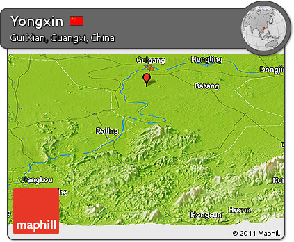 Physical Panoramic Map of Yongxin