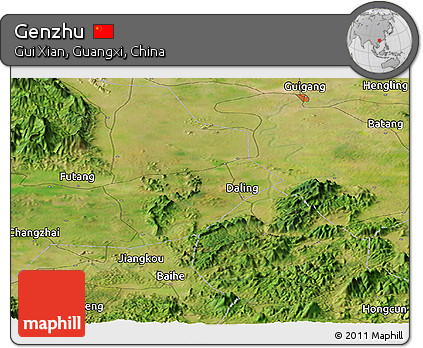 Satellite Panoramic Map of Genzhu