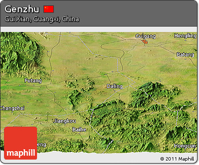 Satellite Panoramic Map of Genzhu