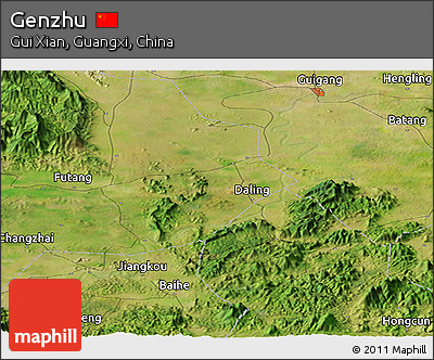 Satellite Panoramic Map of Genzhu