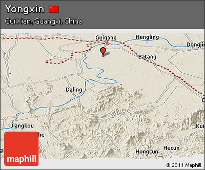 Shaded Relief Panoramic Map of Yongxin