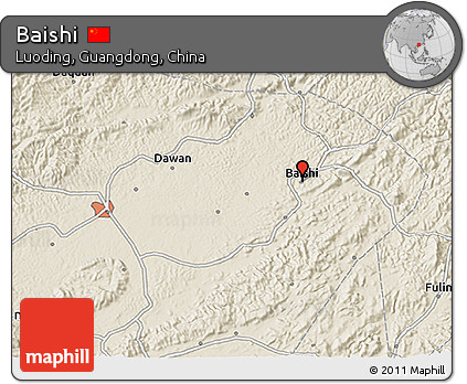 Shaded Relief 3D Map of Baishi
