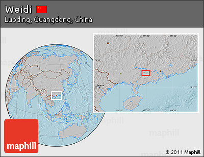 Gray Location Map of Weidi, hill shading