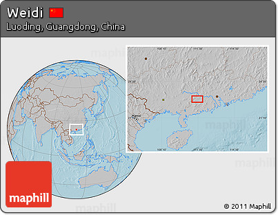 Gray Location Map of Weidi, hill shading