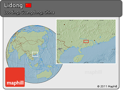 Savanna Style Location Map of Lidong, hill shading