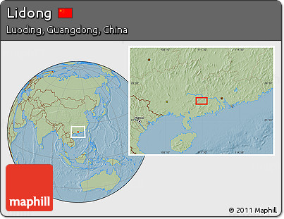 Savanna Style Location Map of Lidong, hill shading