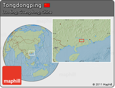 Savanna Style Location Map of Tongdongping, hill shading