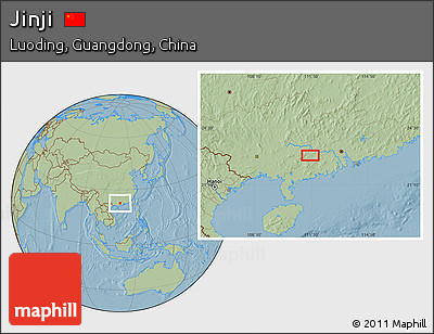 Savanna Style Location Map of Jinji, hill shading