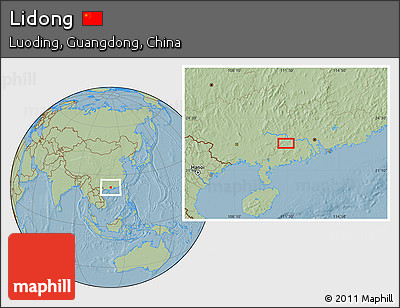Savanna Style Location Map of Lidong, hill shading