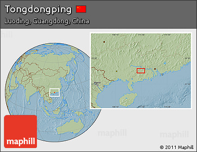 Savanna Style Location Map of Tongdongping, hill shading