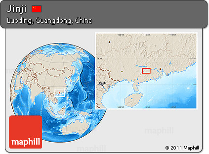 Shaded Relief Location Map of Jinji