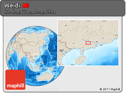 Shaded Relief Location Map of Weidi