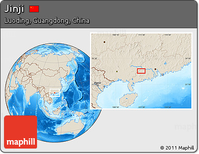 Shaded Relief Location Map of Jinji
