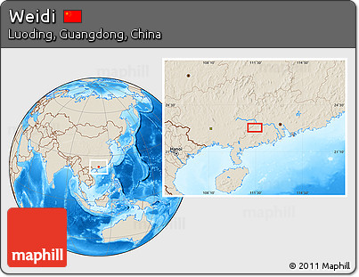 Shaded Relief Location Map of Weidi