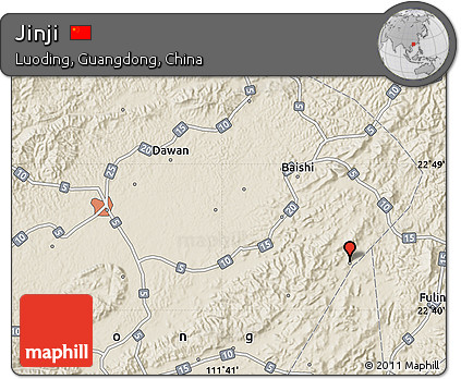 Shaded Relief Map of Jinji