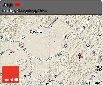 Shaded Relief Map of Jinji