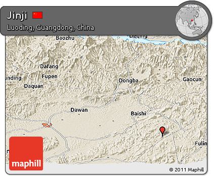 Shaded Relief Panoramic Map of Jinji