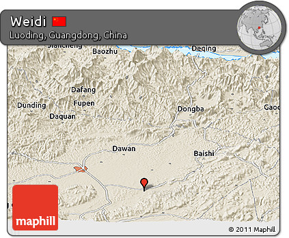 Shaded Relief Panoramic Map of Weidi