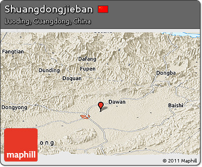 Shaded Relief Panoramic Map of Shuangdongjieban