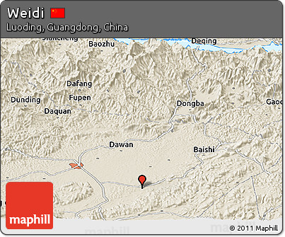 Shaded Relief Panoramic Map of Weidi