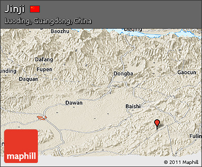 Shaded Relief Panoramic Map of Jinji