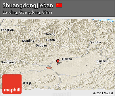 Shaded Relief Panoramic Map of Shuangdongjieban
