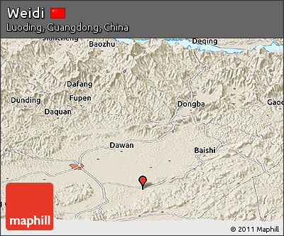 Shaded Relief Panoramic Map of Weidi